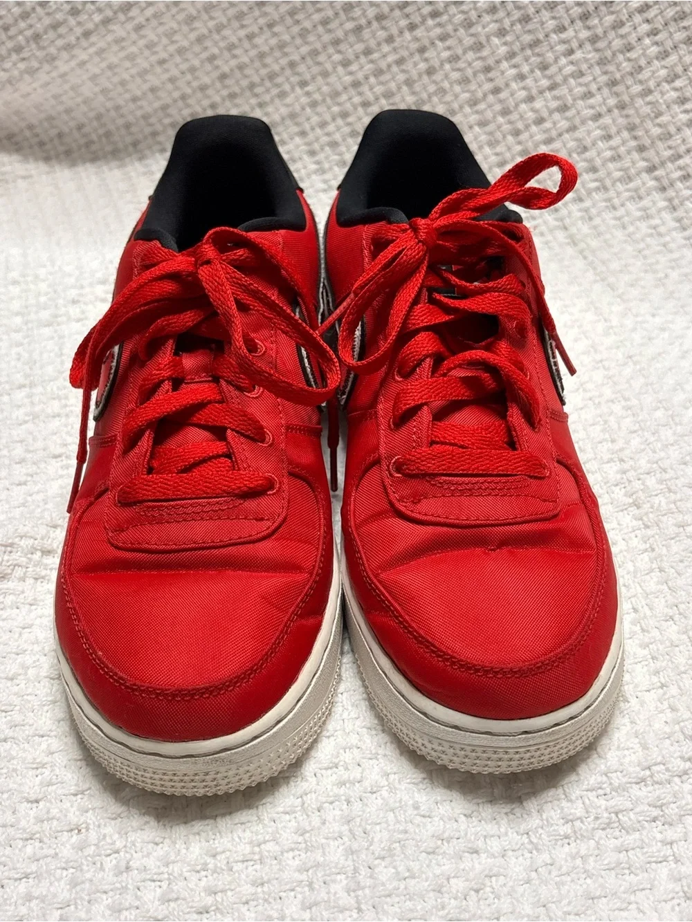 Nike Air Force 1 Low University Red Black Nylon Embroidered Swoosh